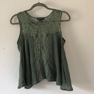 Olive Tank w/ Lace details